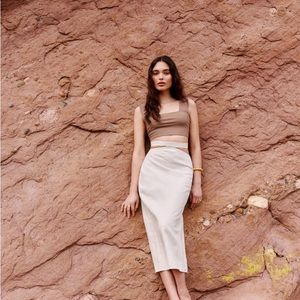 Reformation mini crop tank in tan 🥐